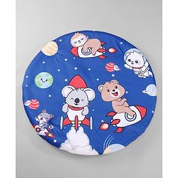 Babyhug Animal in Space Theme Play Gym with Hanging Toys Soft Activity Play Mat for Babies Detachable Rattling Toys Portable & Foldable| Motor Skill Development Ideal for Gifting BIS Certified - Blue