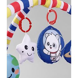 Babyhug Animal in Space Theme Play Gym with Hanging Toys Soft Activity Play Mat for Babies Detachable Rattling Toys Portable & Foldable| Motor Skill Development Ideal for Gifting BIS Certified - Blue