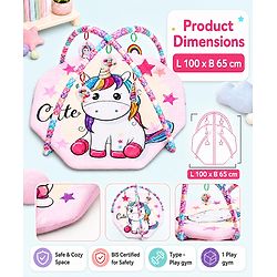 Babyhug Animal in Space Theme Play Gym with Hanging Toys Soft Activity Play Mat for Babies Detachable Rattling Toys Portable & Foldable| Motor Skill Development Ideal for Gifting BIS Certified - Blue