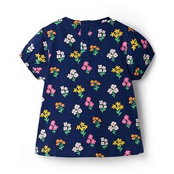 Babyhug Cotton Knit Half Sleeves Floral Printed Top & Shorts Set - Navy Blue & Pink
