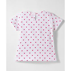 Babyhug Single Jersey Knit Half Sleeves Floral Embroidered Frock with Heart Printed Inner Tee - Red  & White