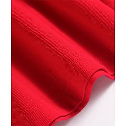 Babyhug Single Jersey Knit Half Sleeves Floral Embroidered Frock with Heart Printed Inner Tee - Red  & White