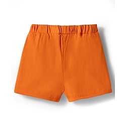 Babyhug Single Jersey Knit Half Puffed Sleeves Good Days Ahead Text Printed Top & Shorts Set - White & Orange