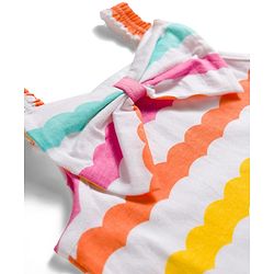 Babyhug Cotton Knit Sleeveless Co-Ords Printed Top & Shorts Set With Bow Applique - Multicolour
