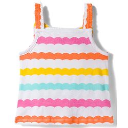 Babyhug Cotton Knit Sleeveless Co-Ords Printed Top & Shorts Set With Bow Applique - Multicolour
