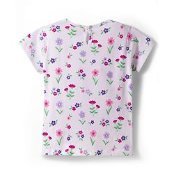 Babyhug Woven Denim Frock & Half Sleeves Inner Tee With Floral Print & Embroidery - Blue