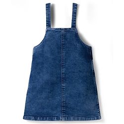 Babyhug Woven Denim Frock & Half Sleeves Inner Tee With Floral Print & Embroidery - Blue