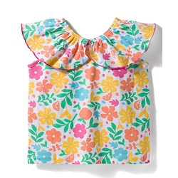 Babyhug Single Jersey Knit Frill Sleeves Top & Shorts Set with Floral Print & Bow Applique - Pink