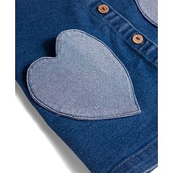 Babyhug Woven Denim Frock & Half Sleeves Inner Tee With Heart Patch - Blue
