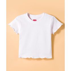 Babyhug Woven Denim Frock & Half Sleeves Inner Tee With Heart Patch - Blue