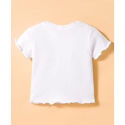 Babyhug Woven Denim Frock & Half Sleeves Inner Tee With Heart Patch - Blue