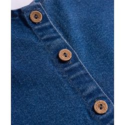 Babyhug Woven Denim Frock & Half Sleeves Inner Tee With Heart Patch - Blue