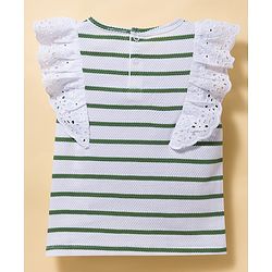 Babyhug Popcorn Knit Sleeveless Striped Top & Shorts Set - Green & White