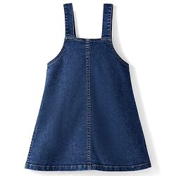 Babyhug Denim Woven Frock & Half Sleeves Inner Tee With Floral Print & Embroidery - Blue