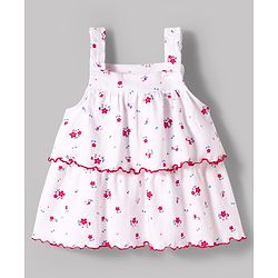Babyhug Single Jersey Knit Sleeveless Floral Printed Top & Shorts Set - Red & White