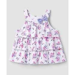 Babyhug Single Jersey Knit Sleeveless Top & Shorts Set With Floral Print - Multicolor