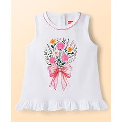 Babyhug Single Jersey Knit Sleeveless Top & Shorts Set With Floral Print - Multicolor