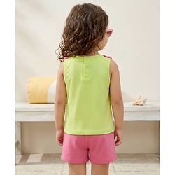 Babyhug Single Jersey Knit Sleeveless Top & Shorts Set with Seashell Print - Lime Green & Pink