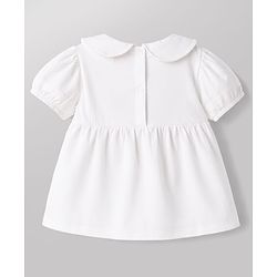 Babyhug Single Jersey Knit Half Sleeves Top & Leggings Set with Floral Print & Embroidery - White & Pink
