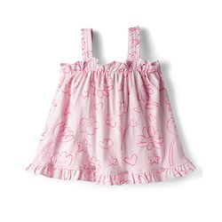 Babyhug Single Jersey Knit Sleeveless Top & Shorts Set with Floral Print & Bow Applique - Pink