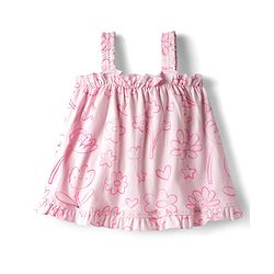 Babyhug Single Jersey Knit Sleeveless Top & Shorts Set with Floral Print & Bow Applique - Pink