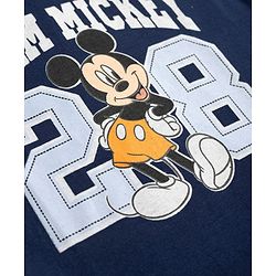 Babyhug Disney Single Jersey Knit Half Sleeves T-Shirts & Shorts Set with Mickey Mouse Graphics - Orange White & Navy Blue