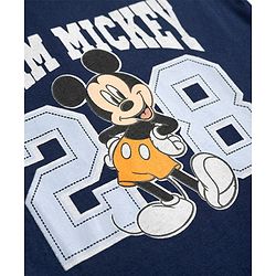 Babyhug Disney Single Jersey Knit Half Sleeves T-Shirts & Shorts Set with Mickey Mouse Graphics - Orange White & Navy Blue