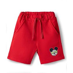 Babyhug Disney Single Jersey Knit Half Sleeves T-Shirt & Shorts Set with Mickey Mouse Graphics - Red