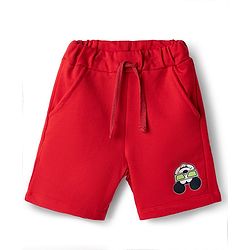 Babyhug Disney Single Jersey Knit Half Sleeves T-Shirt & Shorts Set with Mickey Mouse Graphics - Red