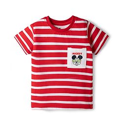 Babyhug Disney Single Jersey Knit Half Sleeves T-Shirt & Shorts Set with Mickey Mouse Graphics - Red