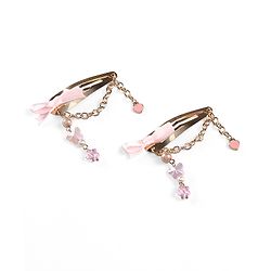 Babyhug Metal Hair Clips With Beads & Charm Detailing - Pink