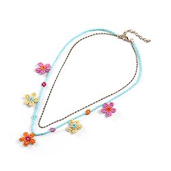 Babyhug Metal Necklace For Kids With Beads & Floral Charms - Multicolor