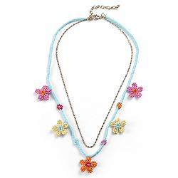 Babyhug Metal Necklace For Kids With Beads & Floral Charms - Multicolor