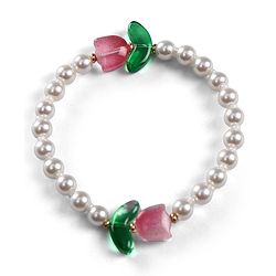 Babyhug Metal Necklace For Kids With Pearls & Floral Charms - Pink & White