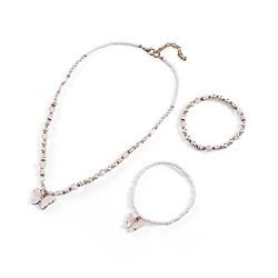 Babyhug Metal Necklace & Bracelet Jewellery Combo With Pearls & Butterfly Charms - White