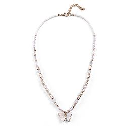 Babyhug Metal Necklace & Bracelet Jewellery Combo With Pearls & Butterfly Charms - White