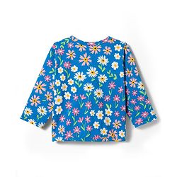 Babyhug Single Jersey Knit Full Sleeves Top & Leggings Set with Floral Print - Yellow & Blue