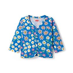Babyhug Single Jersey Knit Full Sleeves Top & Leggings Set with Floral Print - Yellow & Blue