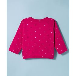 Babyhug Single Jersey Knit Full Sleeves Top & Leggings Set with Polka Dot Print - Fuchsia & White