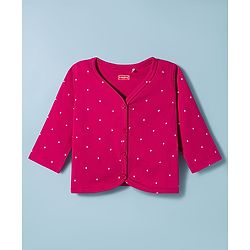 Babyhug Single Jersey Knit Full Sleeves Top & Leggings Set with Polka Dot Print - Fuchsia & White