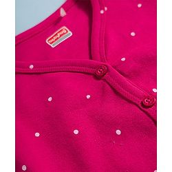 Babyhug Single Jersey Knit Full Sleeves Top & Leggings Set with Polka Dot Print - Fuchsia & White