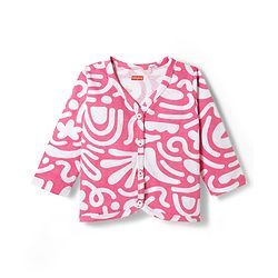 Babyhug Single Jersey Knit Full Sleeves Top & Leggings Set with Abstract Print - Pink