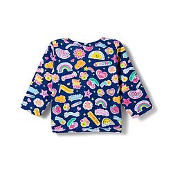 Babyhug Single Jersey Knit Full Sleeves Top & Leggings Set with Tropical Theme Print - Yellow & Blue