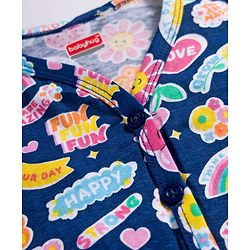 Babyhug Single Jersey Knit Full Sleeves Top & Leggings Set with Tropical Theme Print - Yellow & Blue