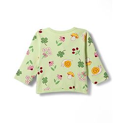 Babyhug Single Jersey Knit Full Sleeves Top & Leggings Set with Tropical Theme Print - Light Green