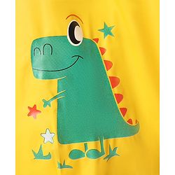 Babyhug Full Sleeves Raincoat with Dino Print - Golden
