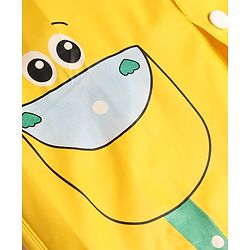 Babyhug Full Sleeves Raincoat with Dino Print - Golden