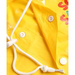 Babyhug Full Sleeves Raincoat with Dino Print - Golden