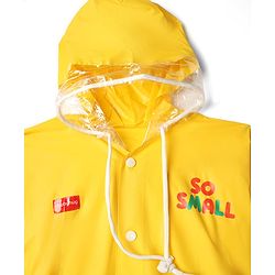 Babyhug Full Sleeves Raincoat with Dino Print - Golden