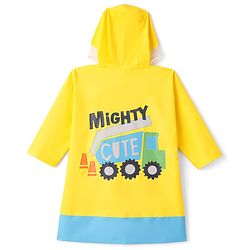 Babyhug Full Sleeves Raincoat with Truck Print - Yellow